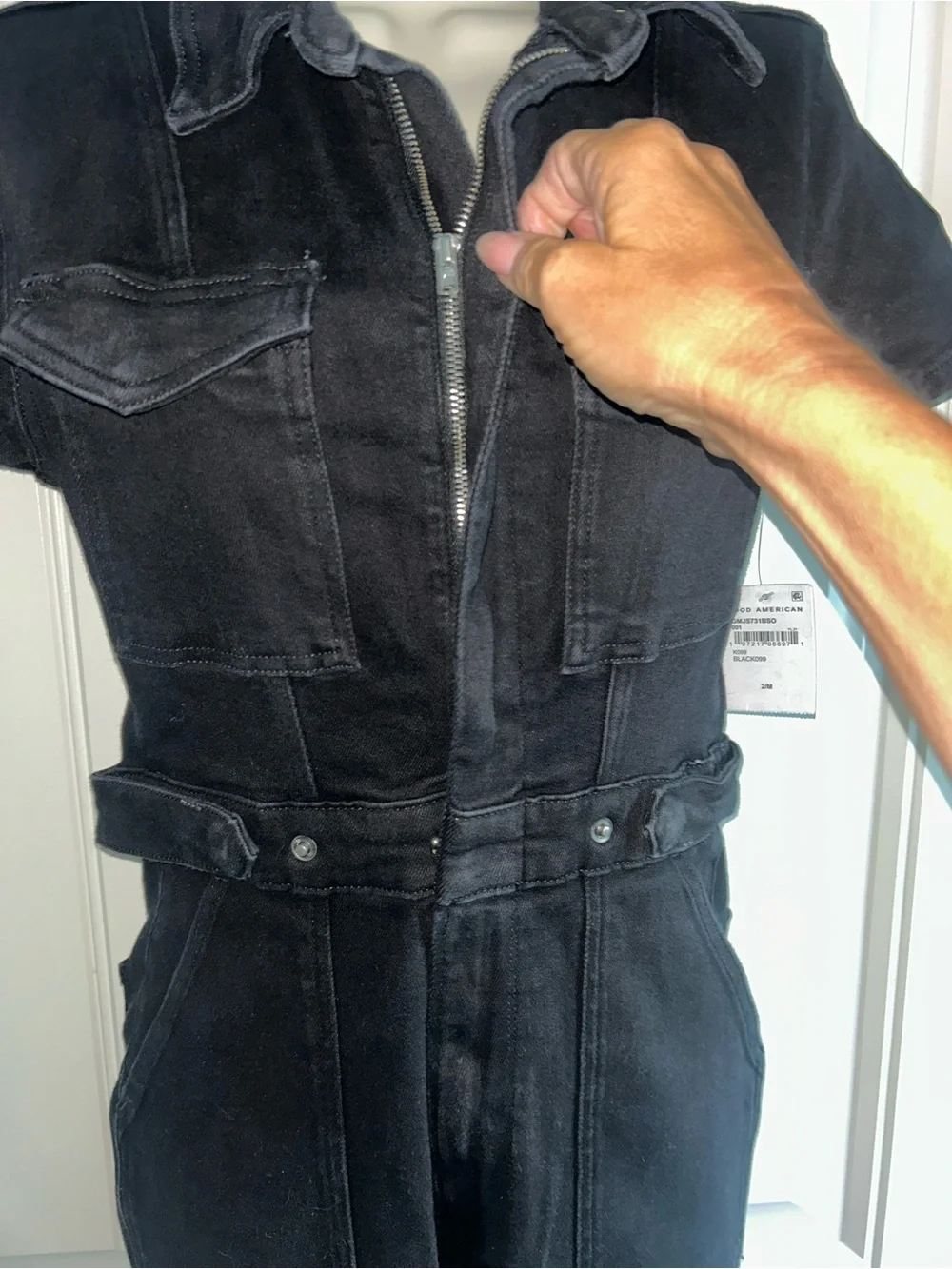 Good American Black Denim Jumpsuit